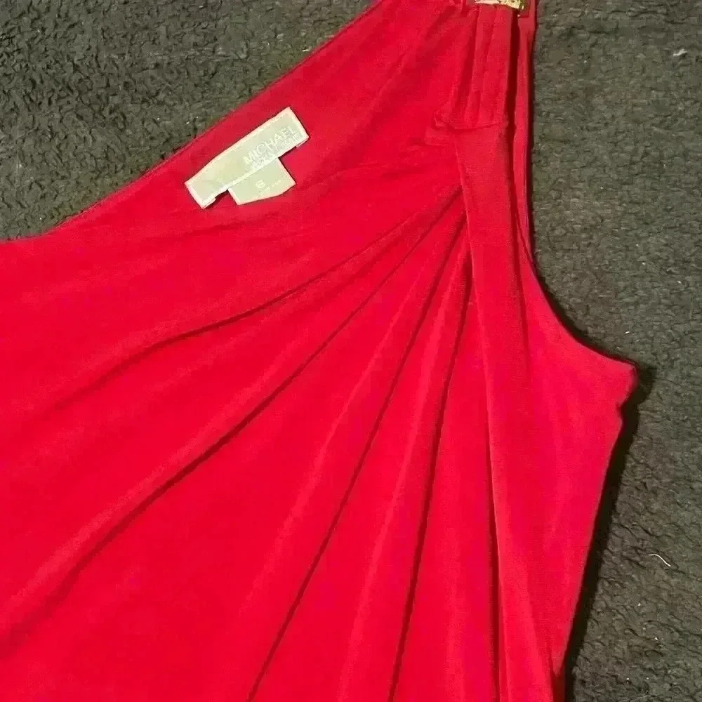 MICHAEL KORS One Shoulder Dress With Gold Trim B60